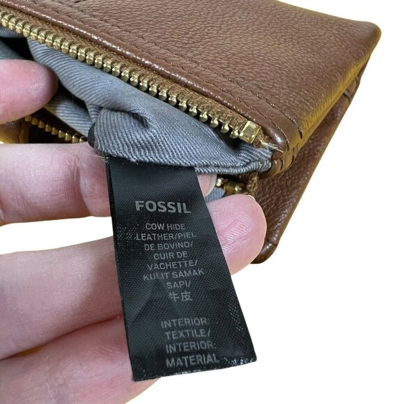 Fossil Ella Clutch Brown Leather Wallet zipper fold‎ card orgainizer - Picture 6 of 7